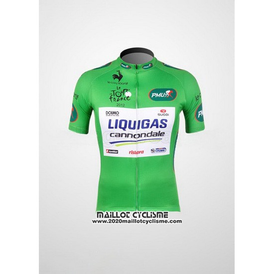 2012 Maillot Ciclismo Liquigas Cannondale Blanc et Vert Manches Courtes et Cuissard